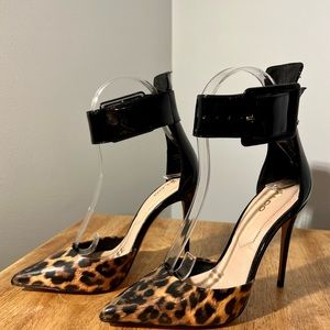 Aldo patent  leather leopard print pumps